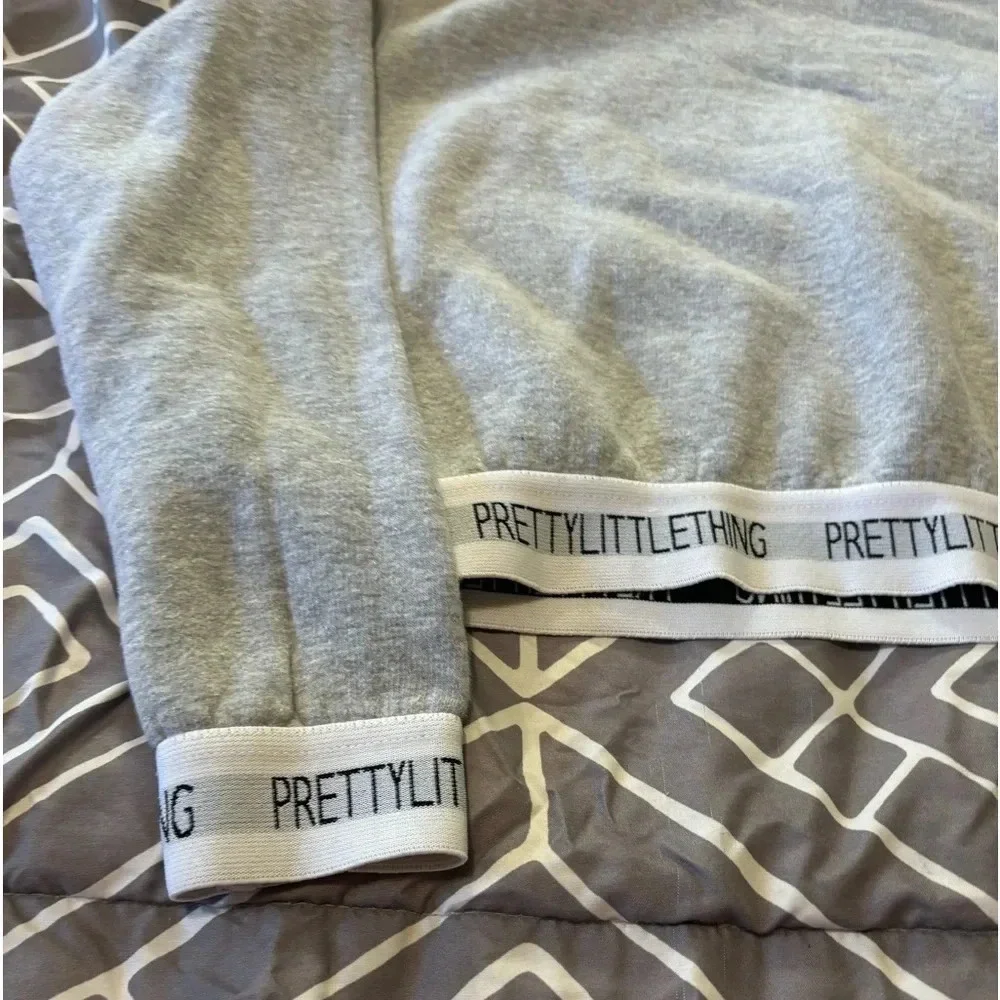 PRETTY LITTLE THING CROPPED GRAY HOODIE medium - Picture 3 of 12